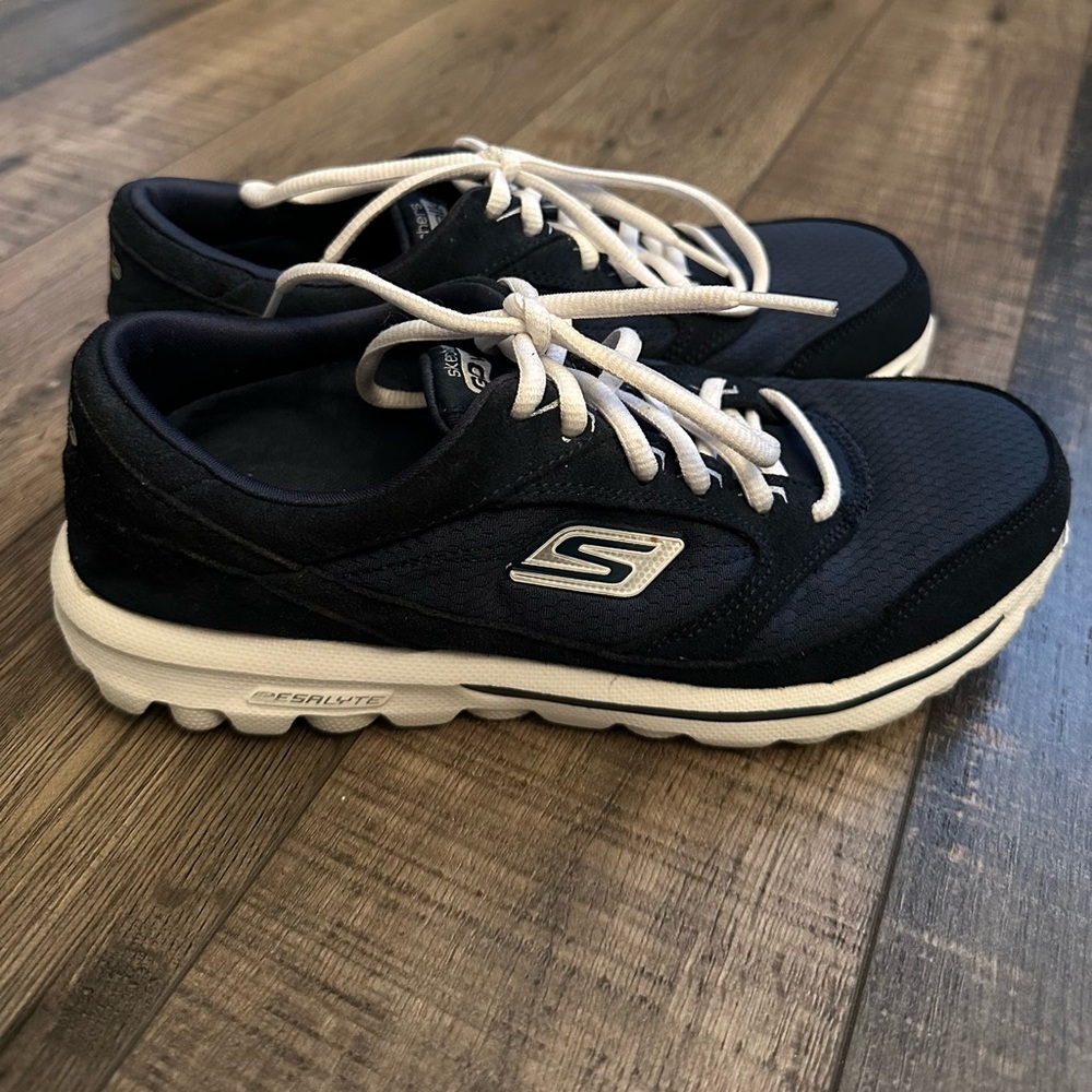 Skechers Black and White Lace-Up Sneakers